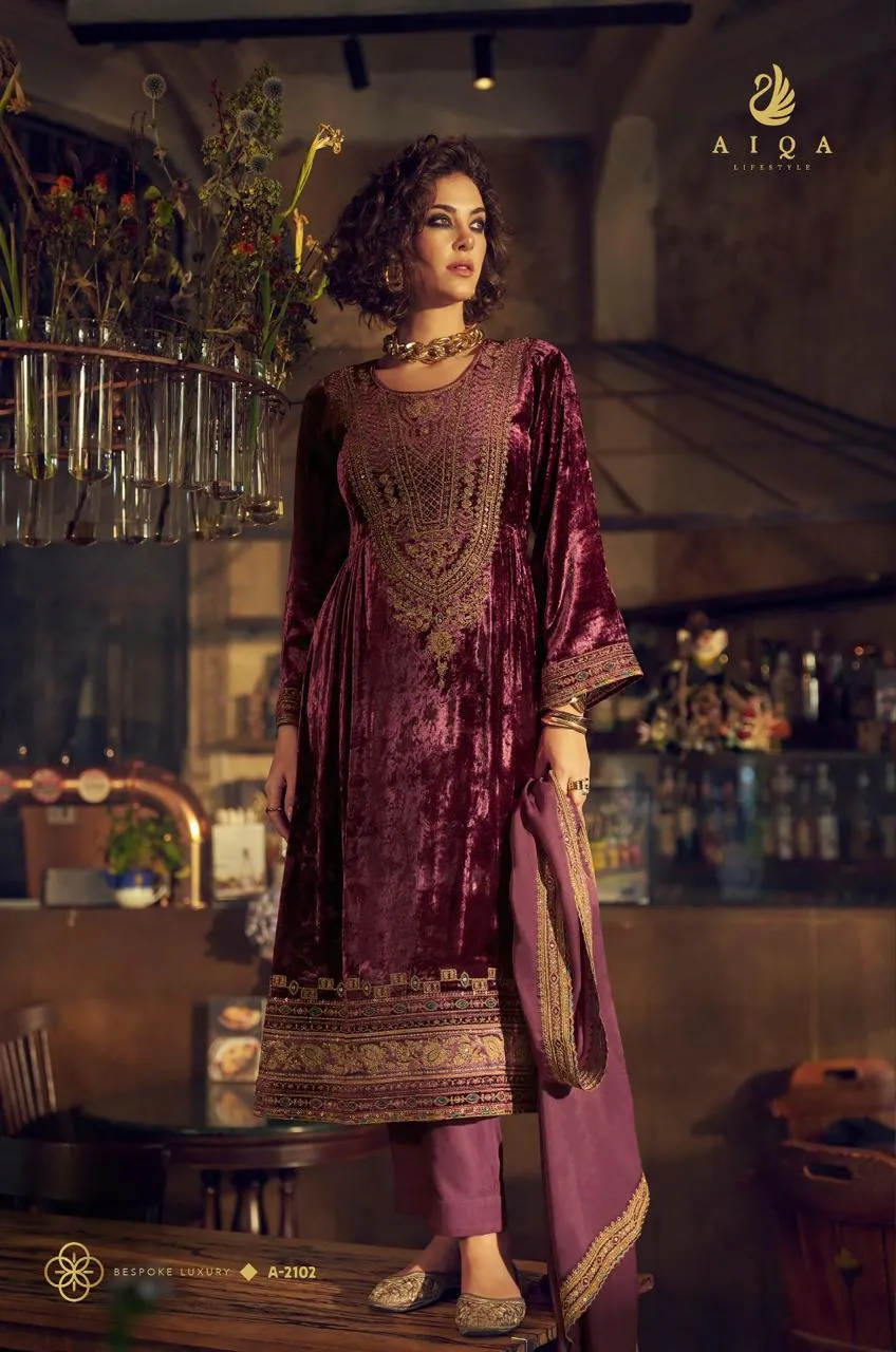 Aiqa The Adams Viscose Velvet Fancy Salwar Kameez Suit
