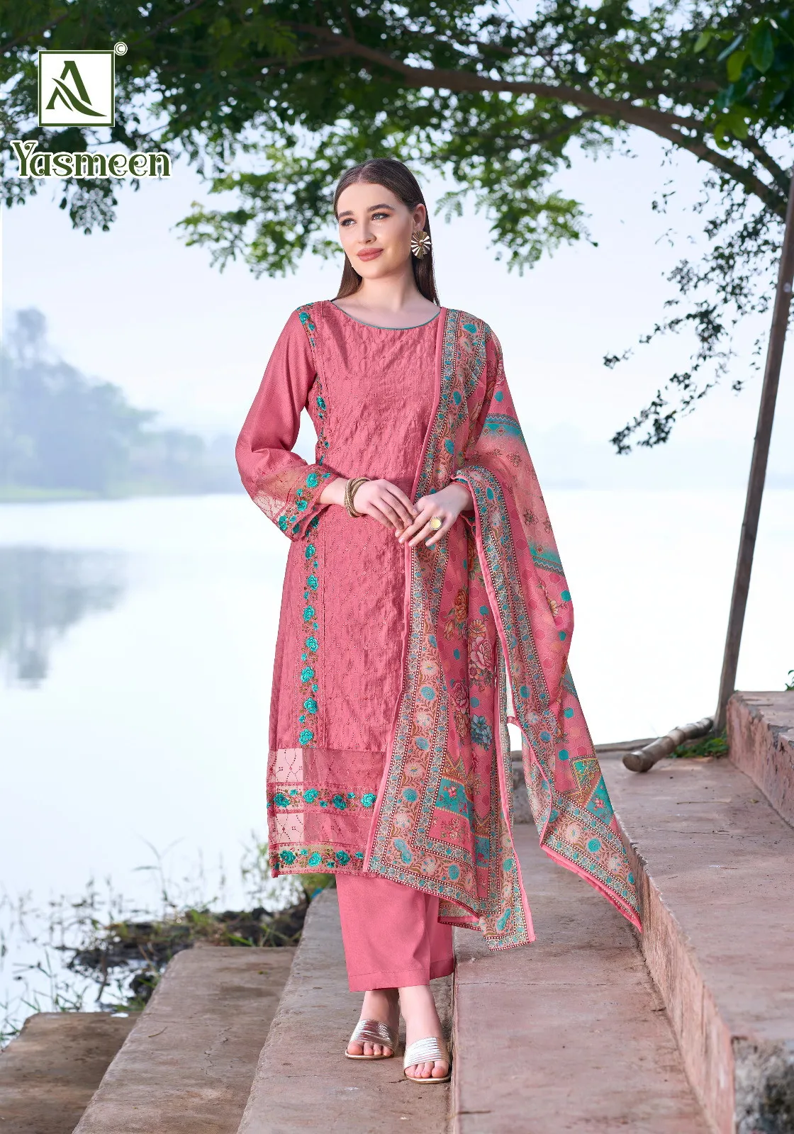 Alok Yasmeen Viscose Silk Pakistani Dress Material