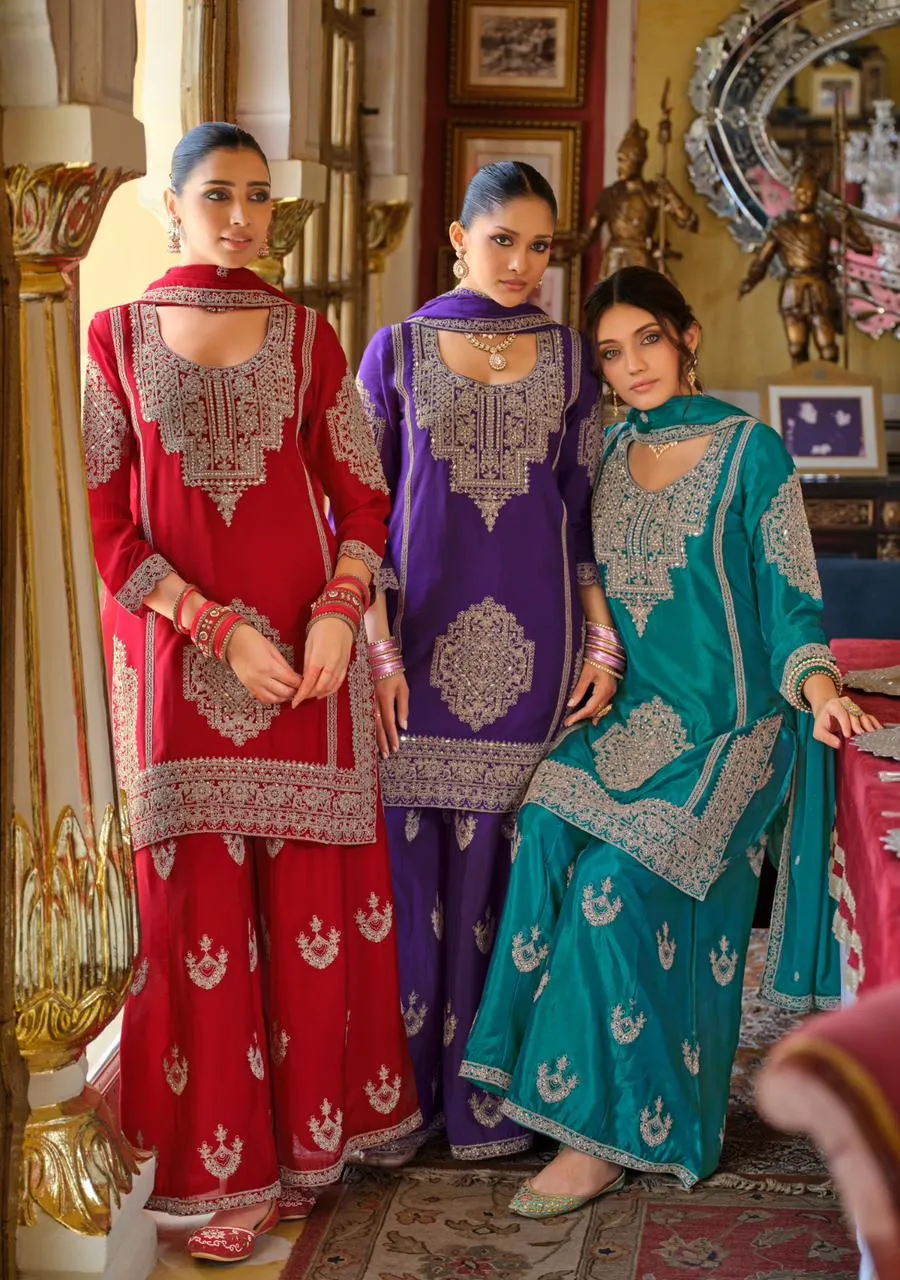 Eba Avantika Chinon Embroidery Work Designer Salwar Suits