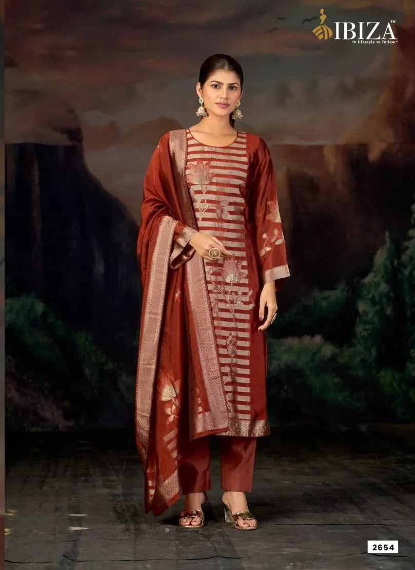 Ibiza Elle Banglory Silk Jacquard Designer Salwar Suits Collection