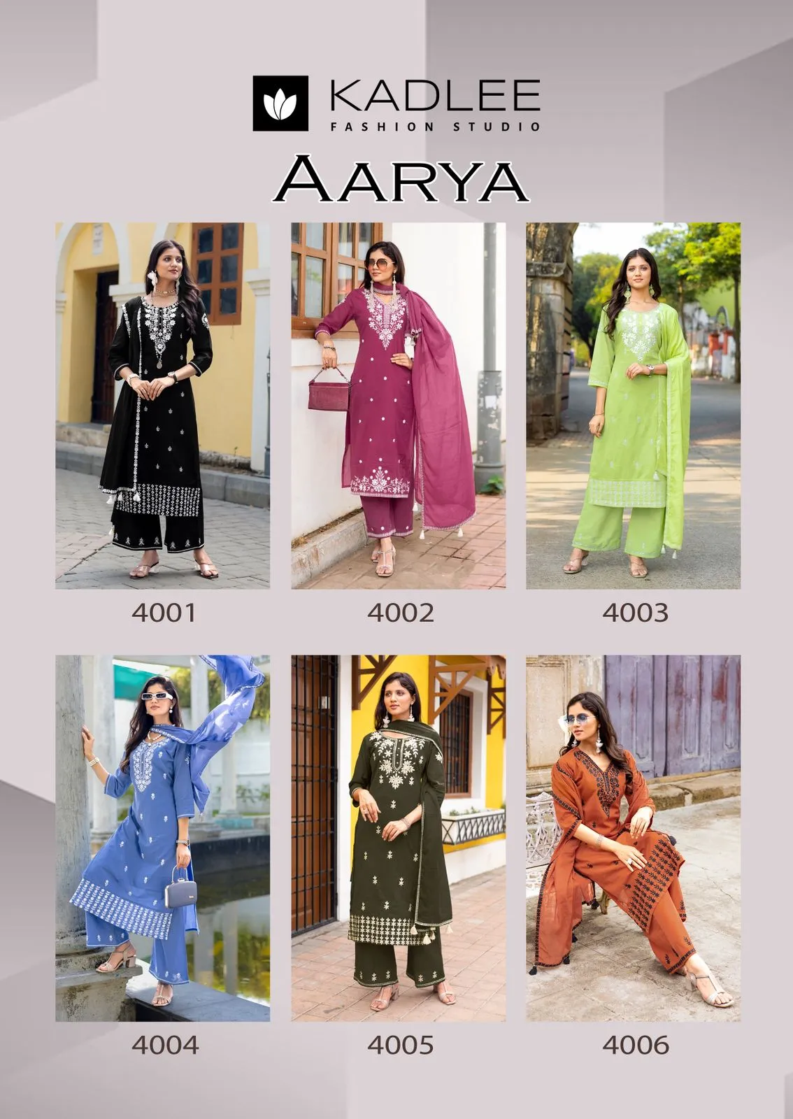 Kadlee Aarya Salli Pure Cotton Threadwork Kurti Pant and Dupatta Set — Designer Readymade Suits, Kadlee Fashion Studio wholesale from Surat - Gallery Image 8