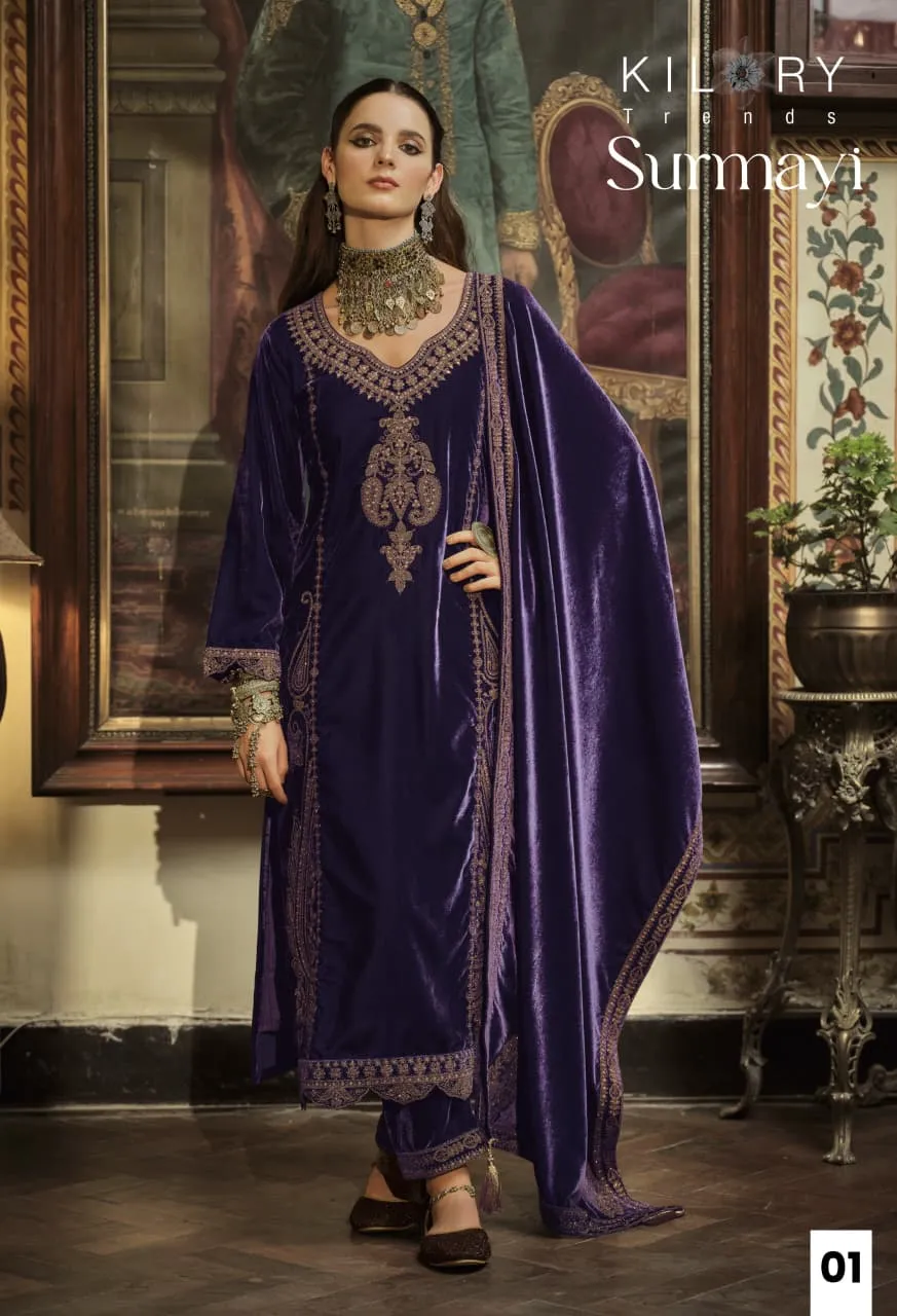 Kilory Surmayi Velvet With Embroidery Work Salwar Suit Catalog