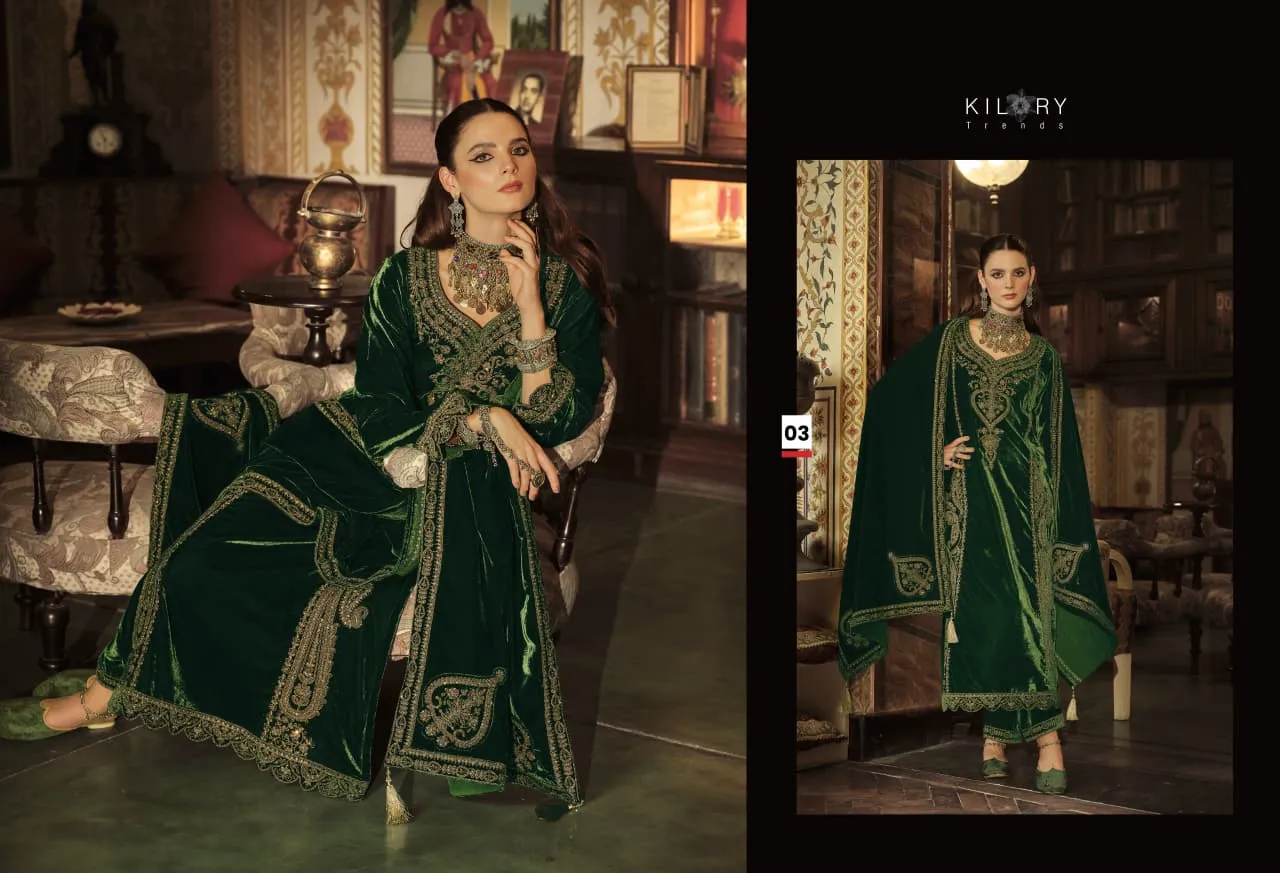 Kilory Surmayi Velvet With Embroidery Work Salwar Suit Catalog - Image 11