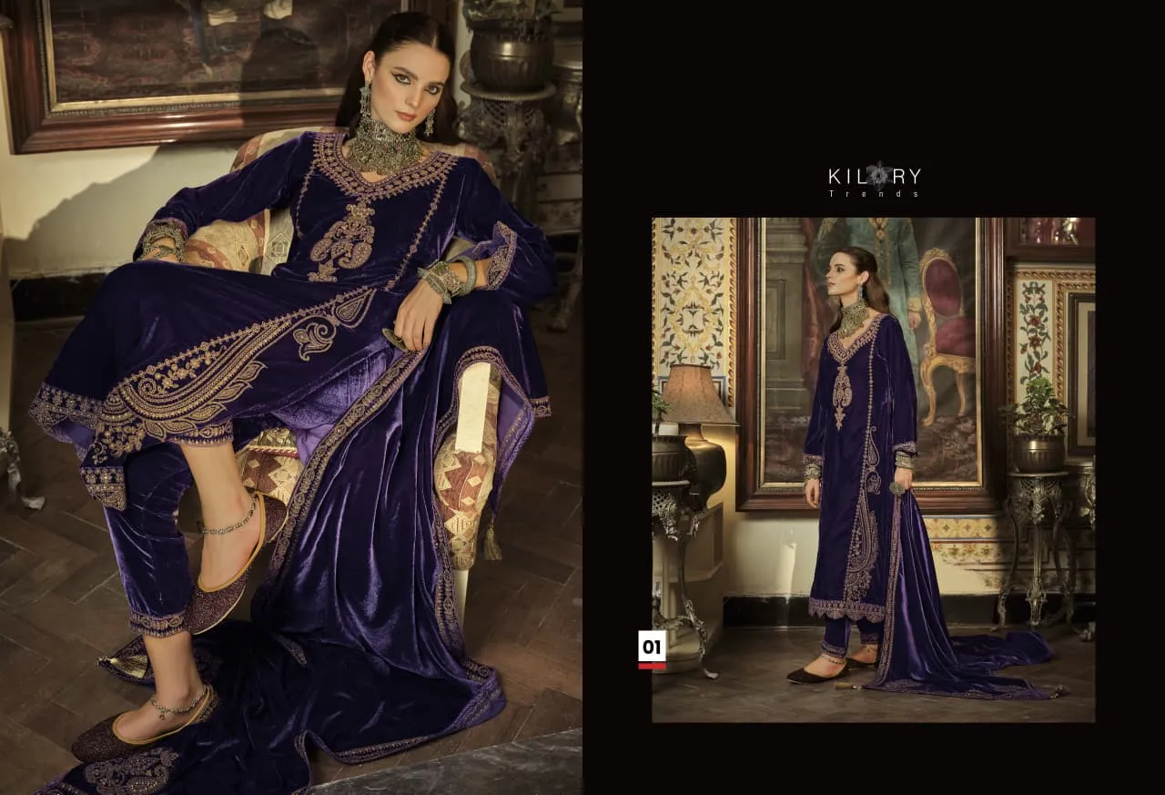 Kilory Surmayi Velvet With Embroidery Work Salwar Suit Catalog - Image 14
