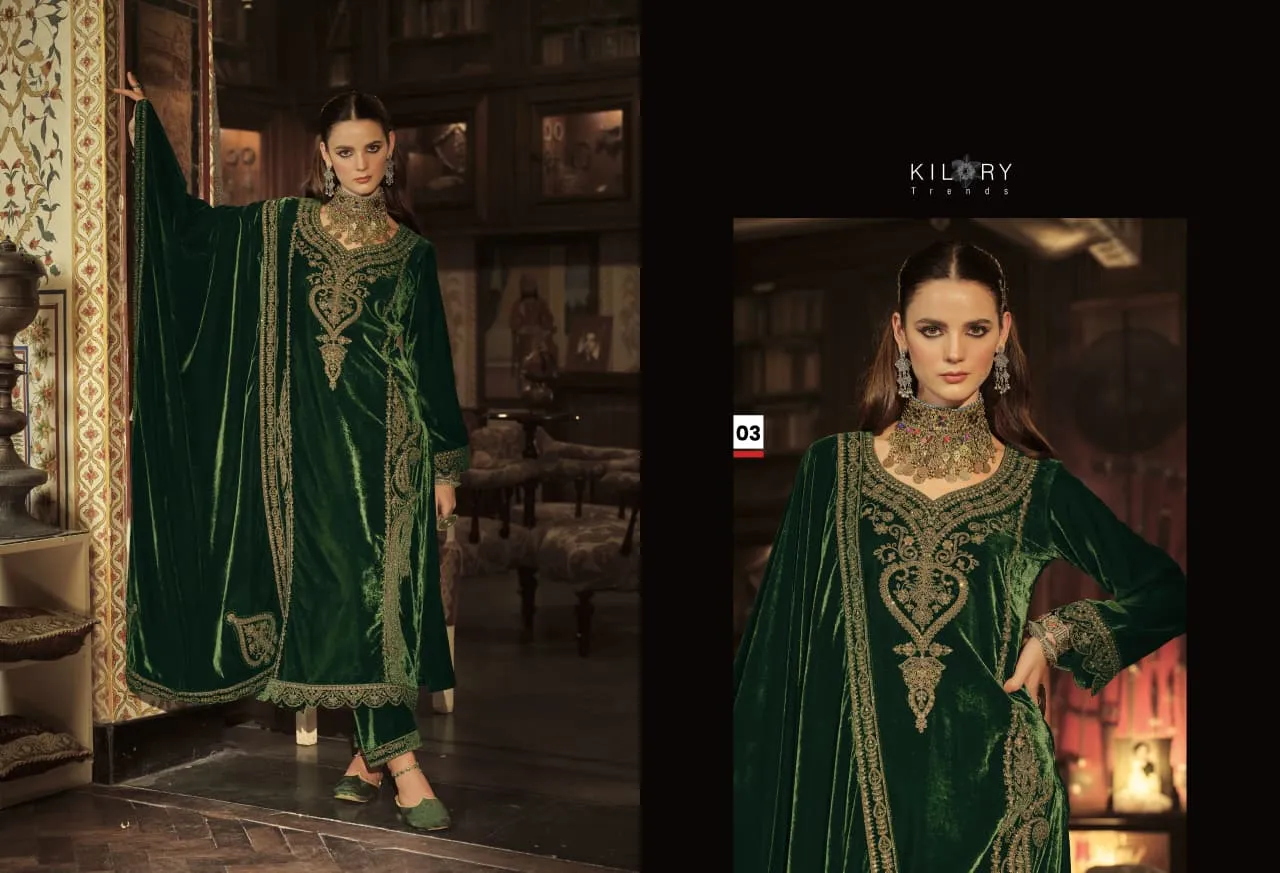 Kilory Surmayi Velvet With Embroidery Work Salwar Suit Catalog - Image 5