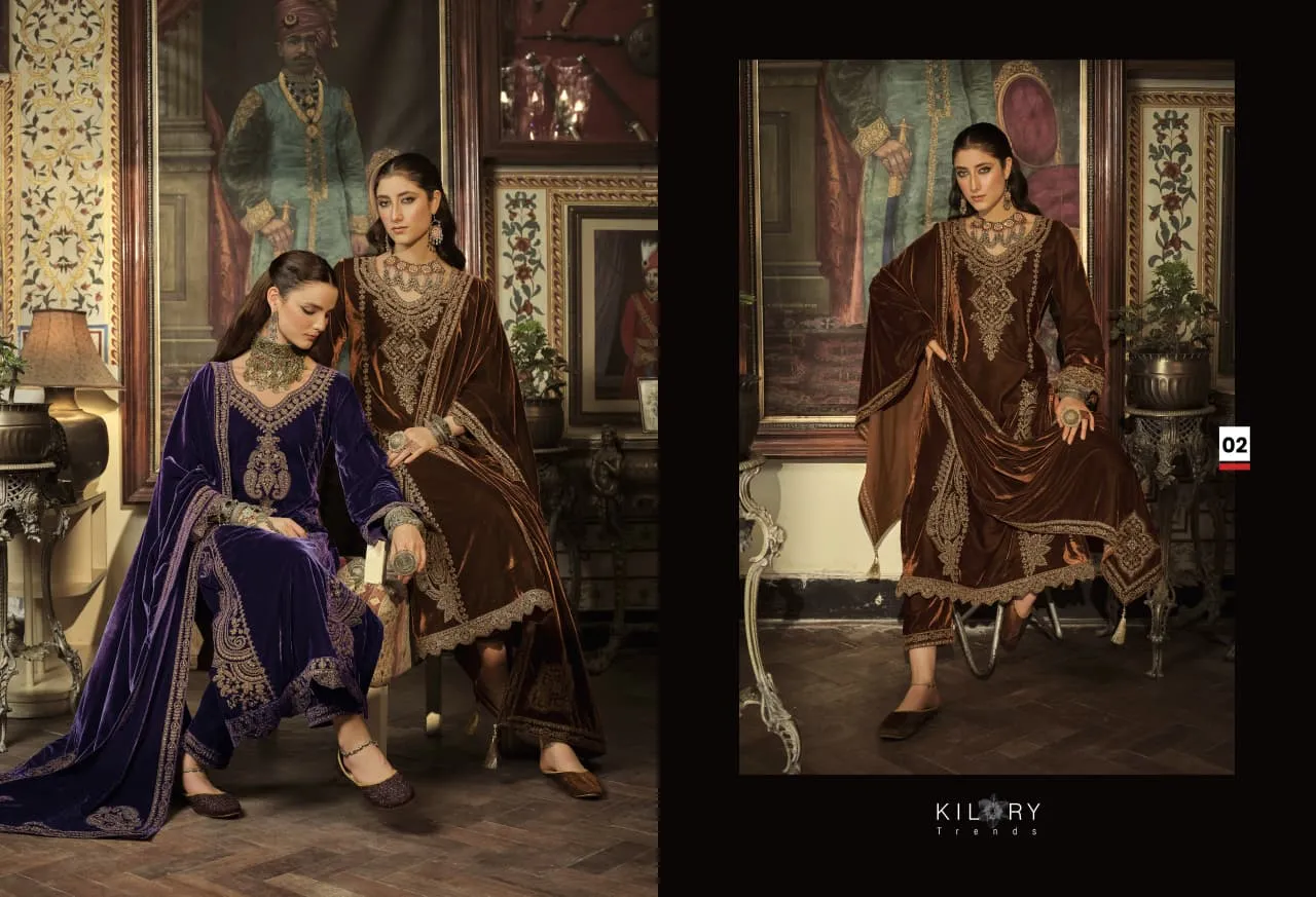 Kilory Surmayi Velvet With Embroidery Work Salwar Suit Catalog - Image 8