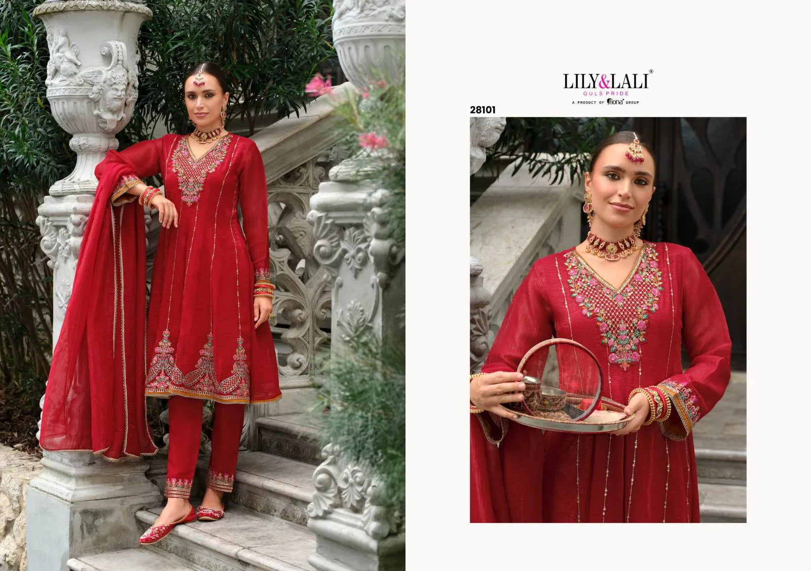 Lily And Lali Karwa Anarkali 2025 Silk Readymade Catalog - Image 5