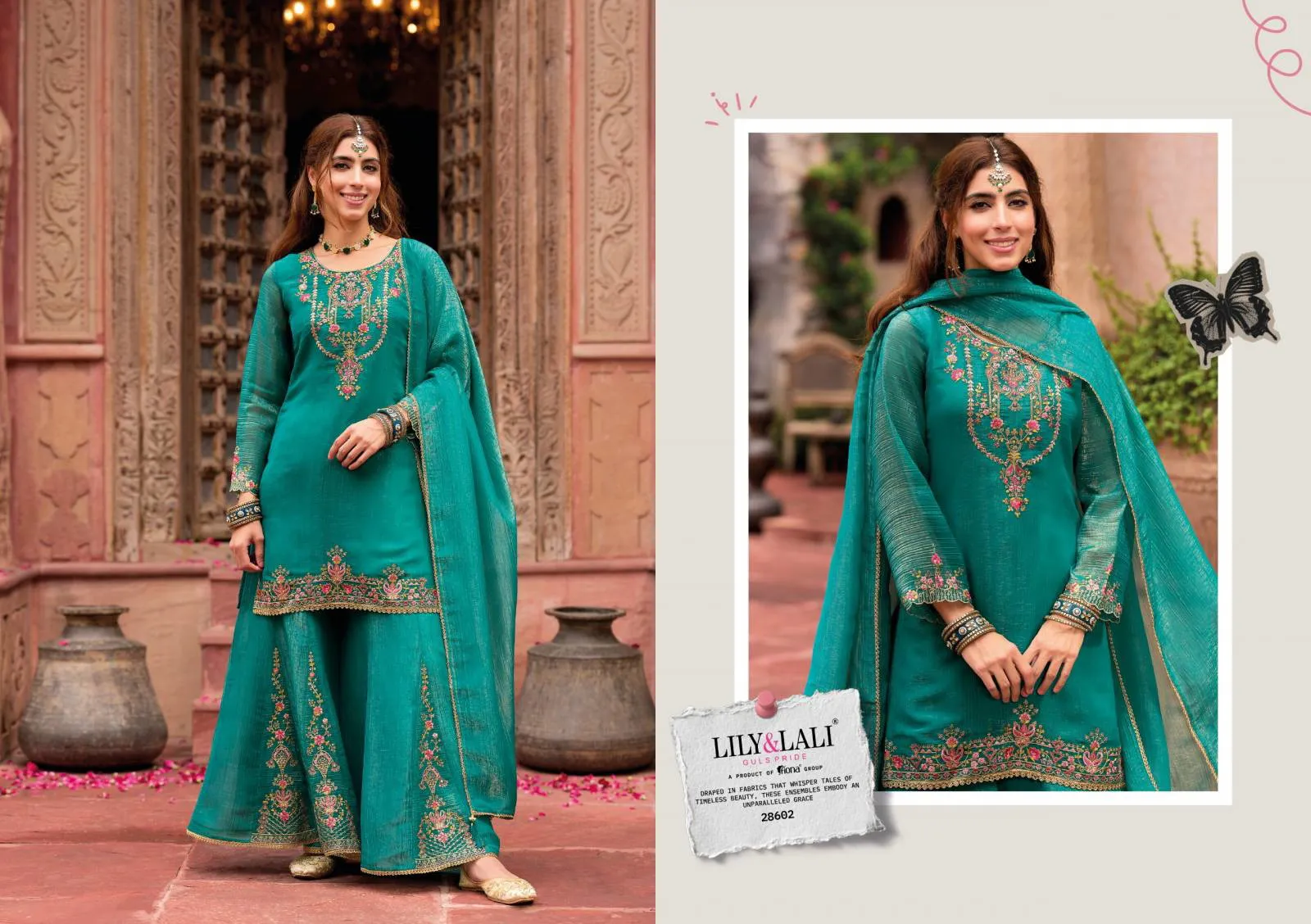 Lily And Lali Lashkara Silk Embroidery And Handwork Suit - Image 10