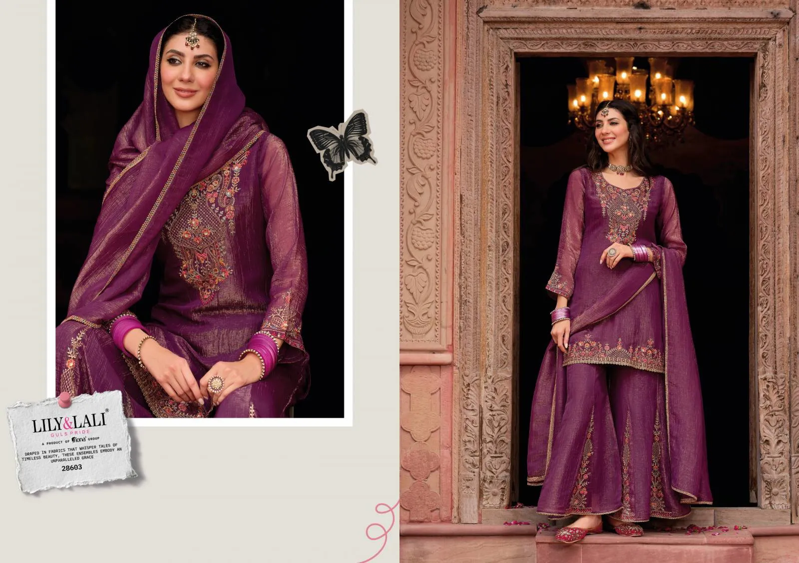 Lily And Lali Lashkara Silk Embroidery And Handwork Suit - Image 11