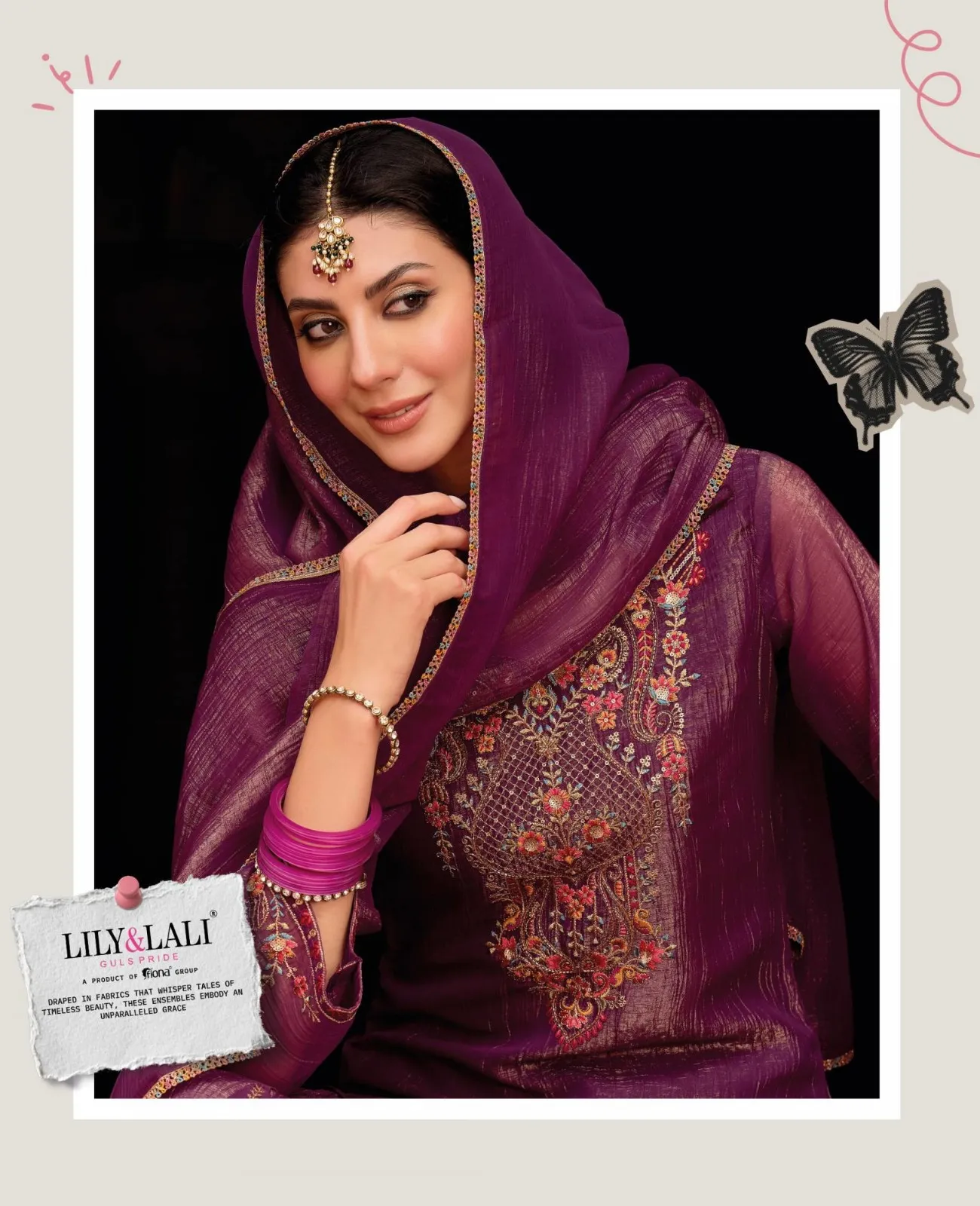 Lily And Lali Lashkara Silk Embroidery And Handwork Suit - Image 12