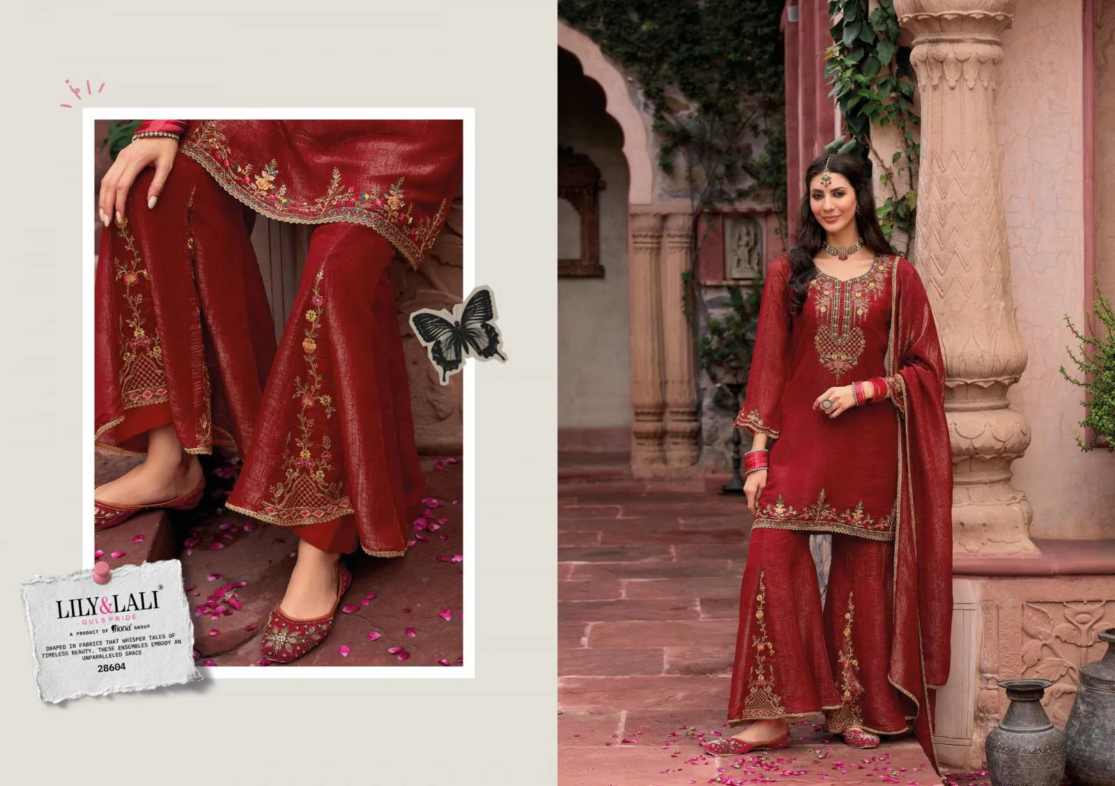Lily And Lali Lashkara Silk Embroidery And Handwork Suit - Image 2