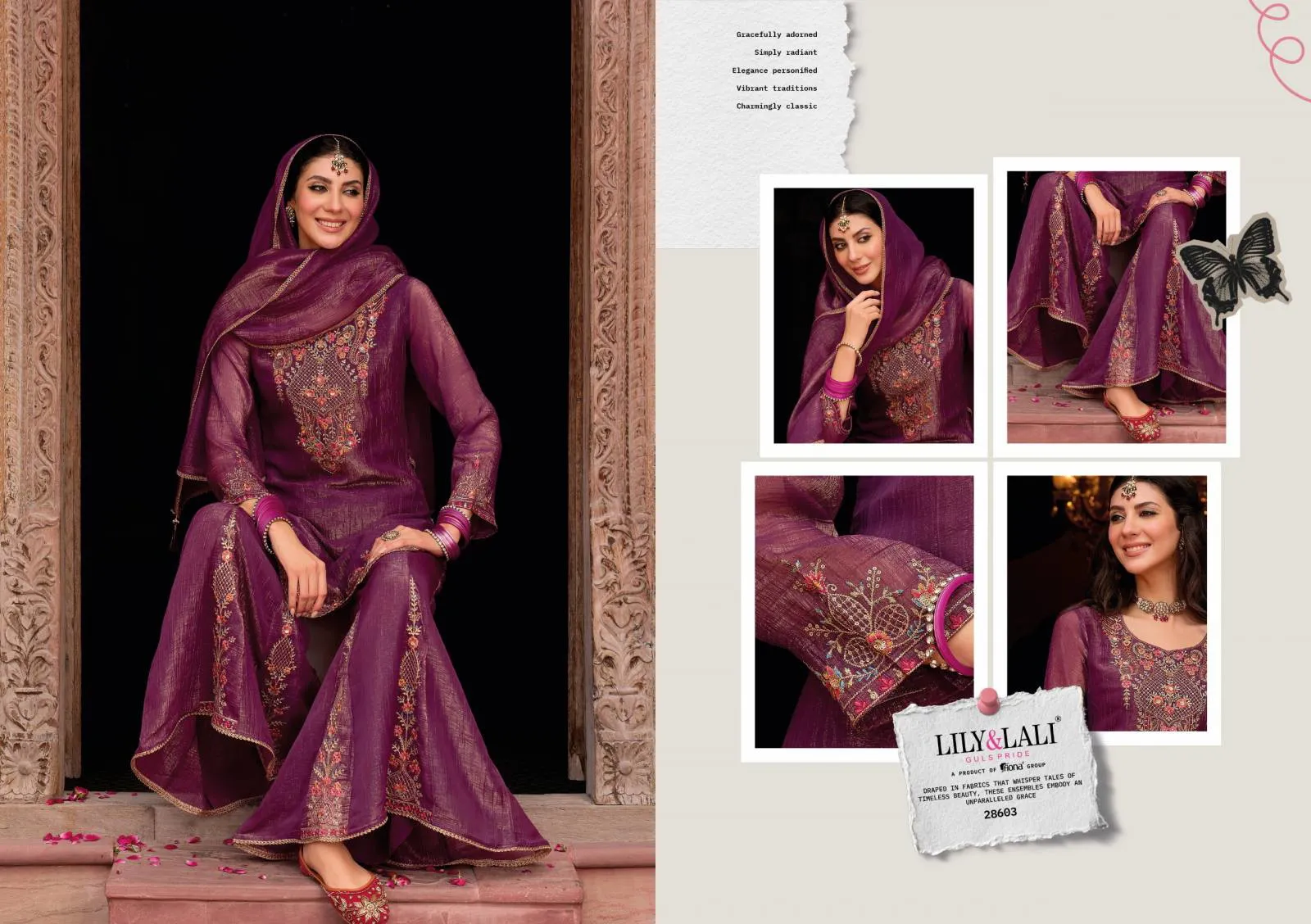 Lily And Lali Lashkara Silk Embroidery And Handwork Suit - Image 9