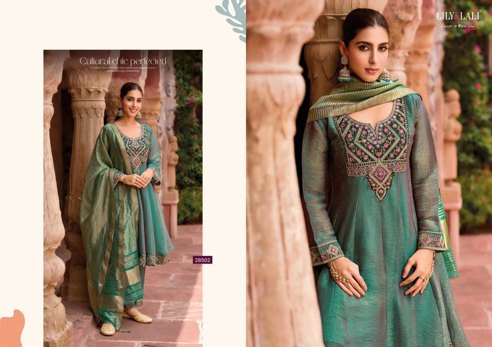 Lily And Lali Vaani Silk Embroidery And Handwork Suit