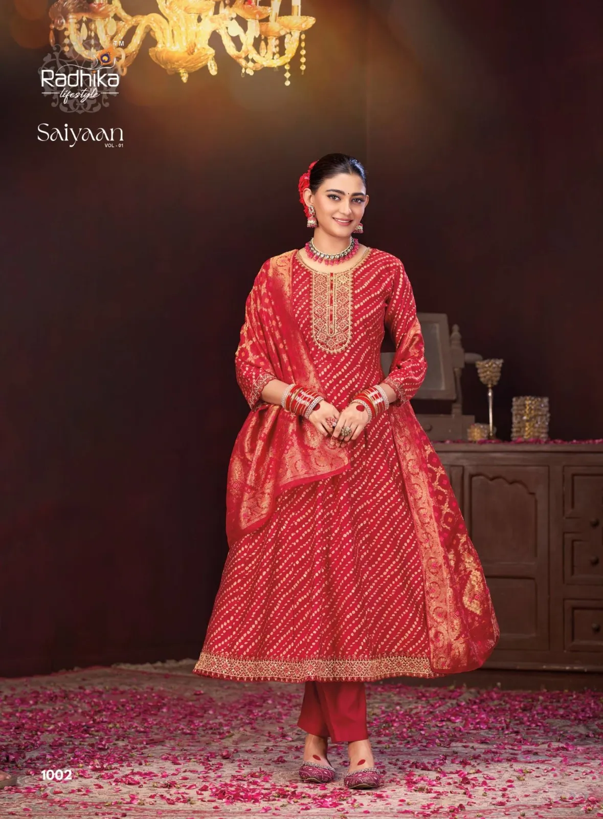 Radhika Saiyaan Vol 1 Berlin Silk Top Bottom And Dupatta Set — Wholesale Kurti With Bottom Dupatta, Radhika wholesale from Surat - Gallery Image 4