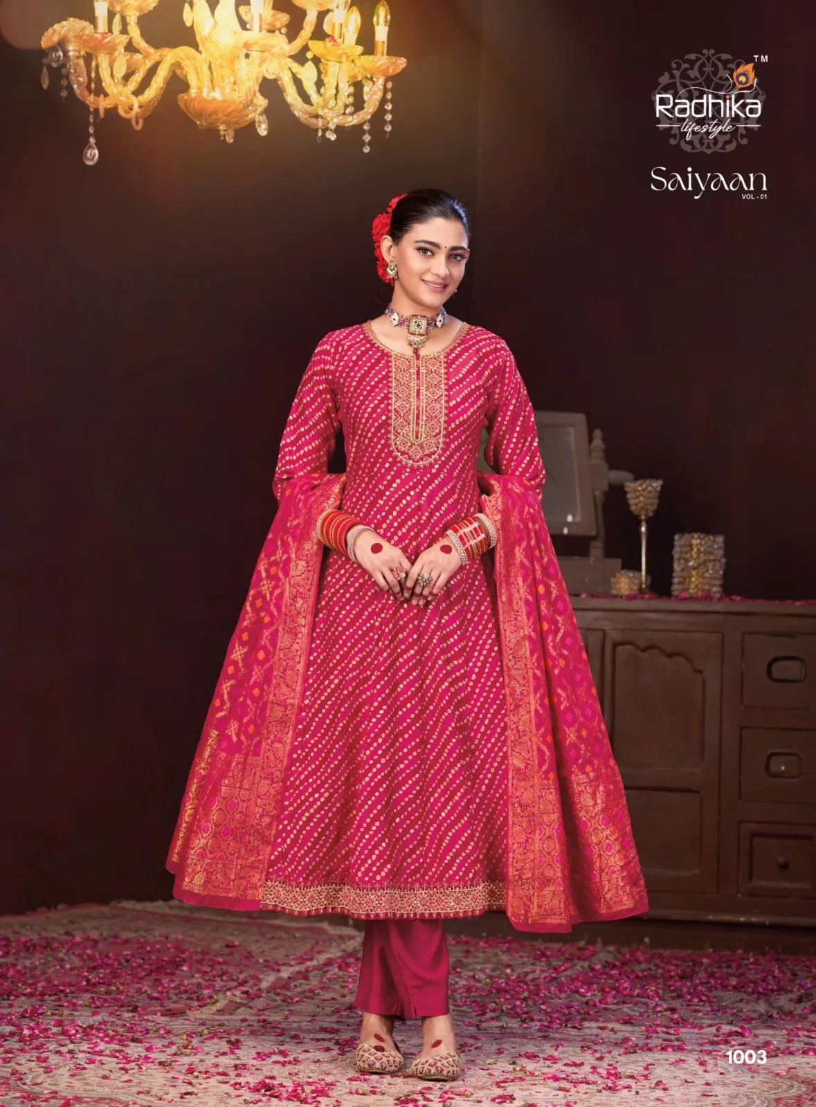 Radhika Saiyaan Vol 1 Berlin Silk Top Bottom And Dupatta Set — Wholesale Kurti With Bottom Dupatta, Radhika wholesale from Surat - Gallery Image 5