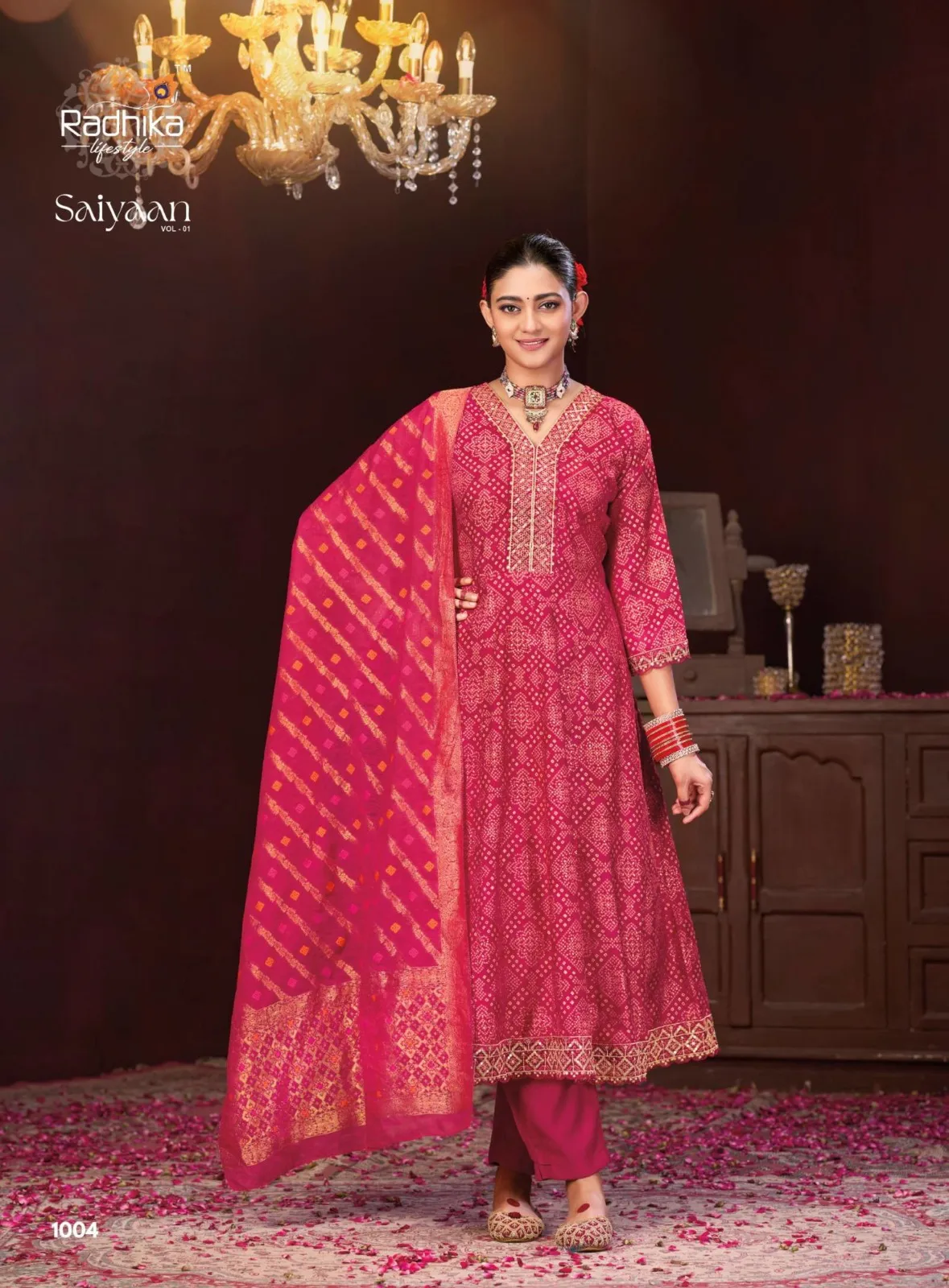 Radhika Saiyaan Vol 1 Berlin Silk Top Bottom And Dupatta Set — Wholesale Kurti With Bottom Dupatta, Radhika wholesale from Surat - Gallery Image 7