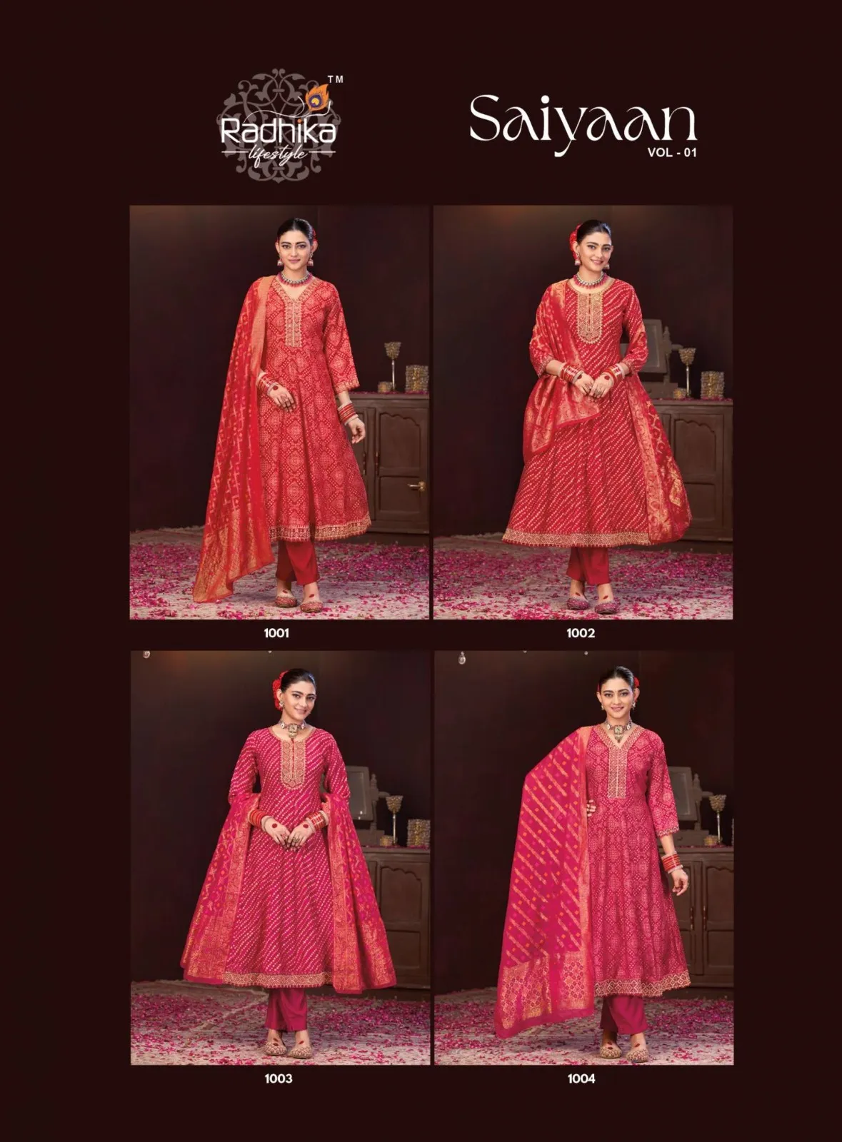 Radhika Saiyaan Vol 1 Berlin Silk Top Bottom And Dupatta Set — Wholesale Kurti With Bottom Dupatta, Radhika wholesale from Surat — view 8