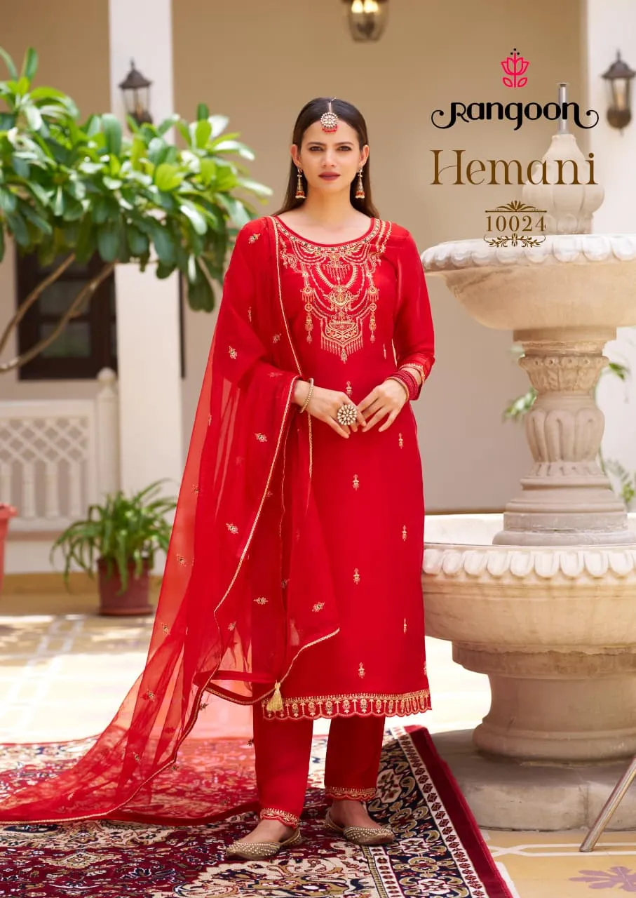 Rangoon Hemani Silk Satin Fancy Festival Wear Suit