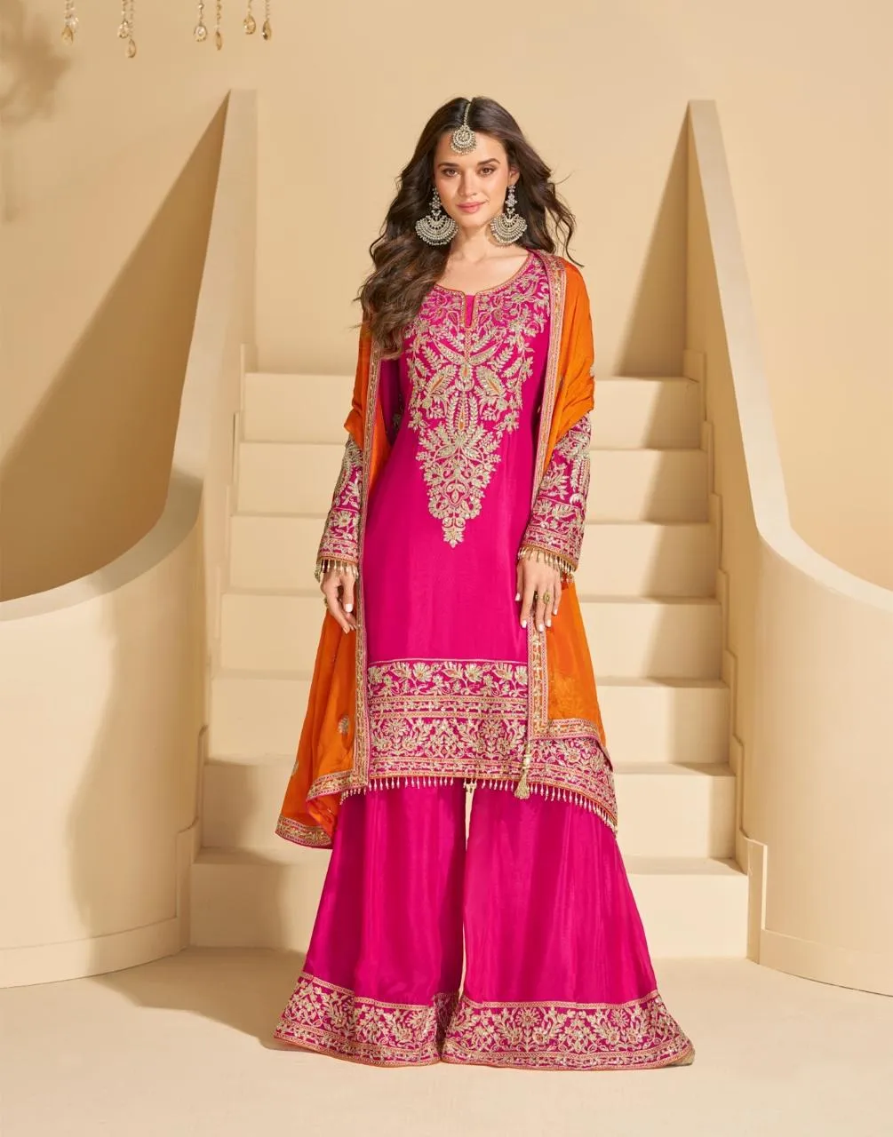 Sayuri Sundari Premium Chinon Silk Embroidered Suits