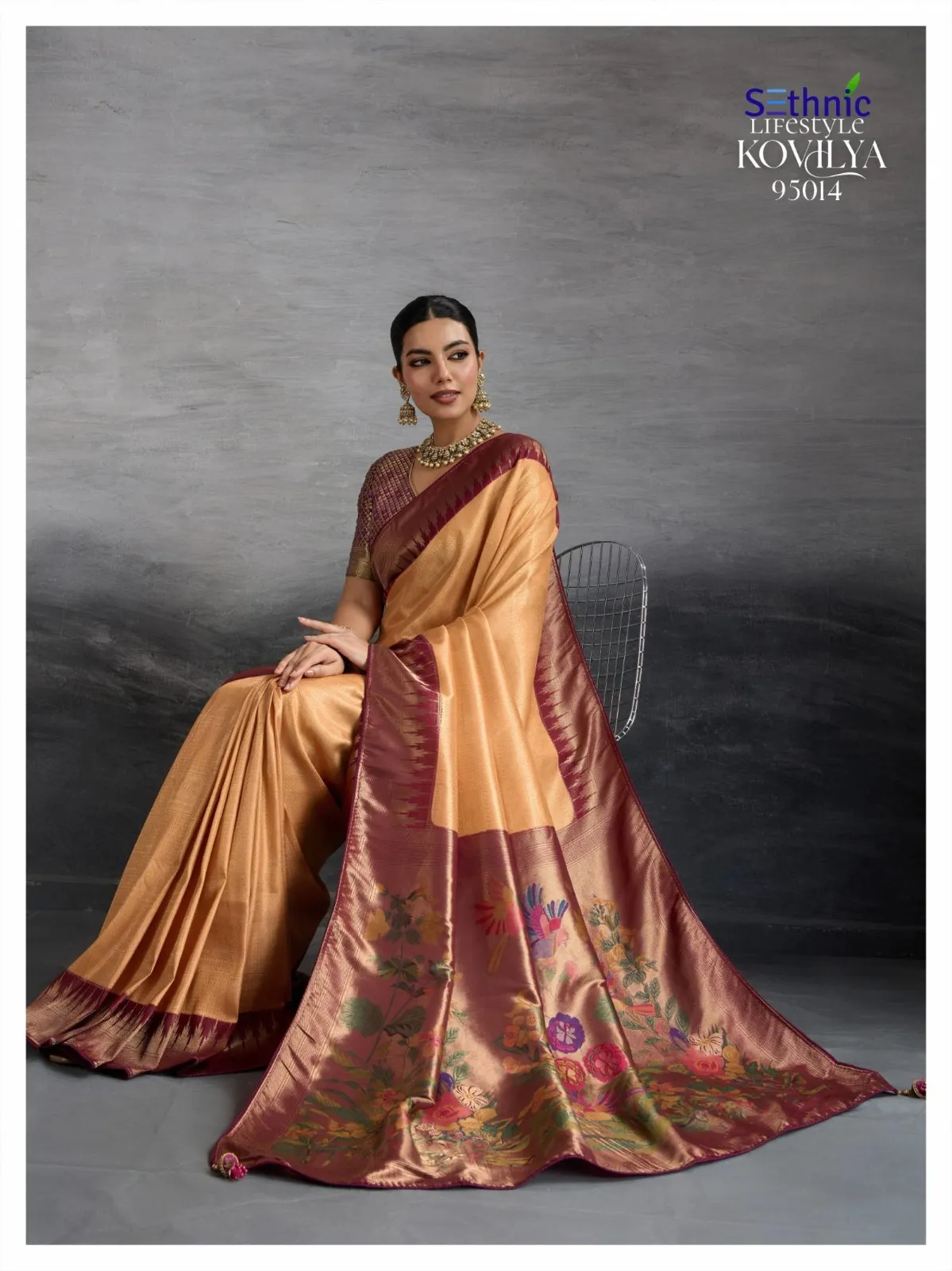 Sethnic Kovilya Vol 4 Kanjivaram Fancy Silk Saree - Image 6