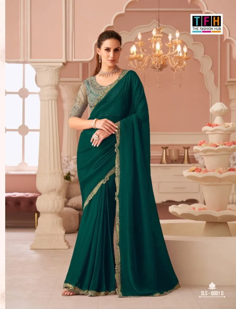 Tfh Salsa Style 8001 Hit Georgette Party Wear Saree
