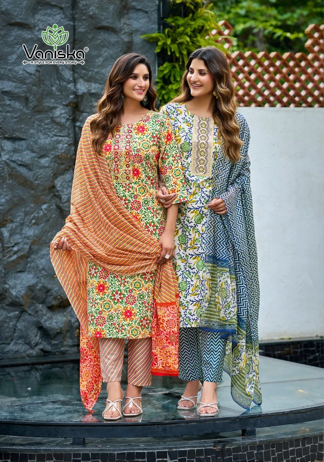 Vaniska Trendy Cotton Vol 1 Embroidery Work With Printed Readymade Set