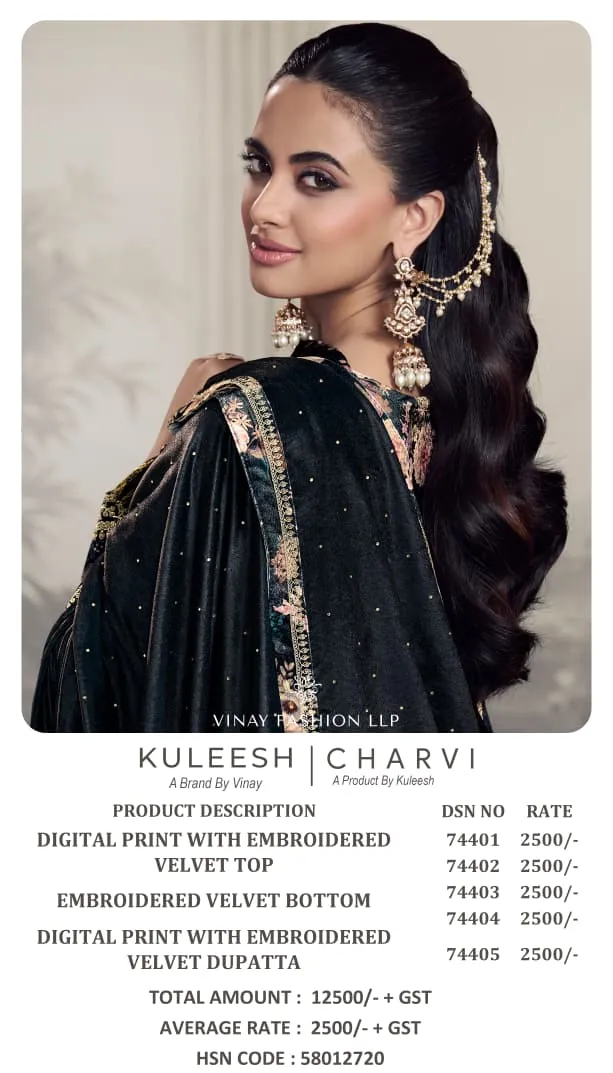 Vinay Kuleesh Charvi Digital Print Velvet Salwar Kameez - Image 10