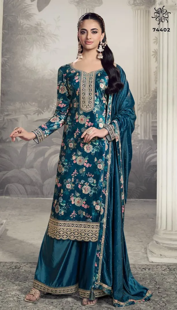 Vinay Kuleesh Charvi Digital Print Velvet Salwar Kameez - Image 3