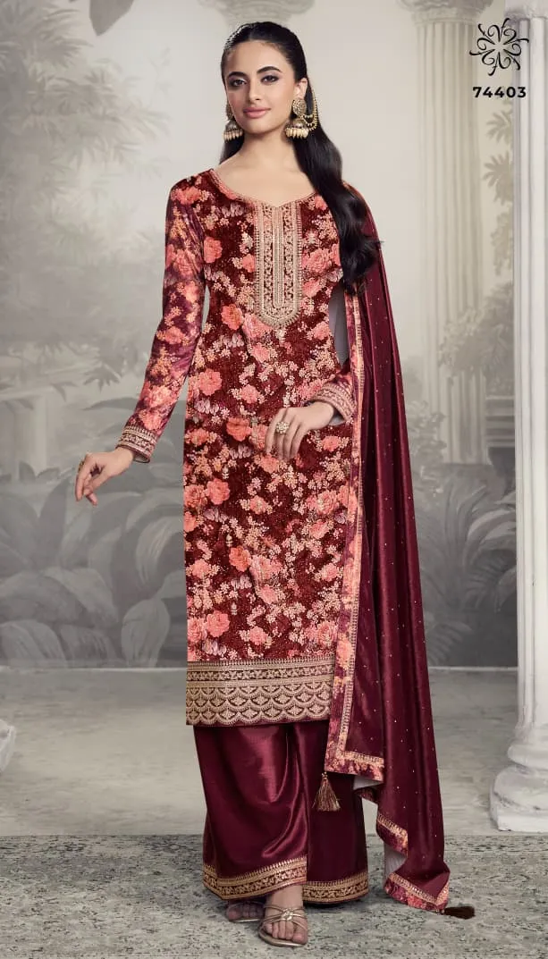 Vinay Kuleesh Charvi Digital Print Velvet Salwar Kameez - Image 7