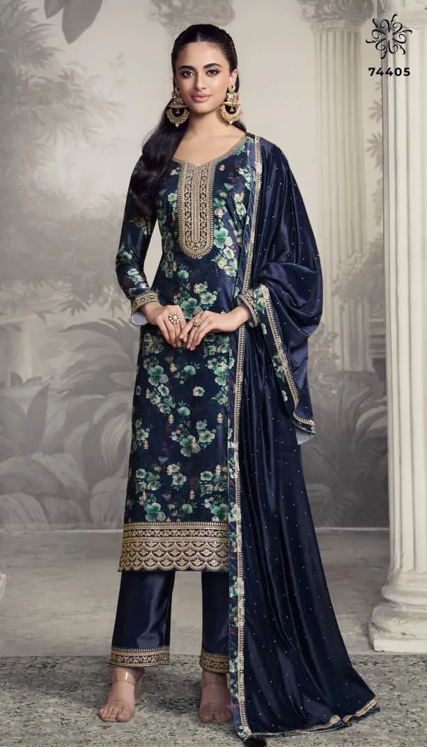 Vinay Kuleesh Charvi Digital Print Velvet Salwar Kameez - Image 8