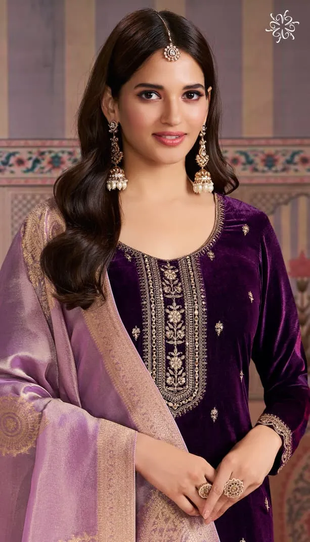 Vinay Kuleesh Kaveri Velvet Embroidered Work Salwar Suits