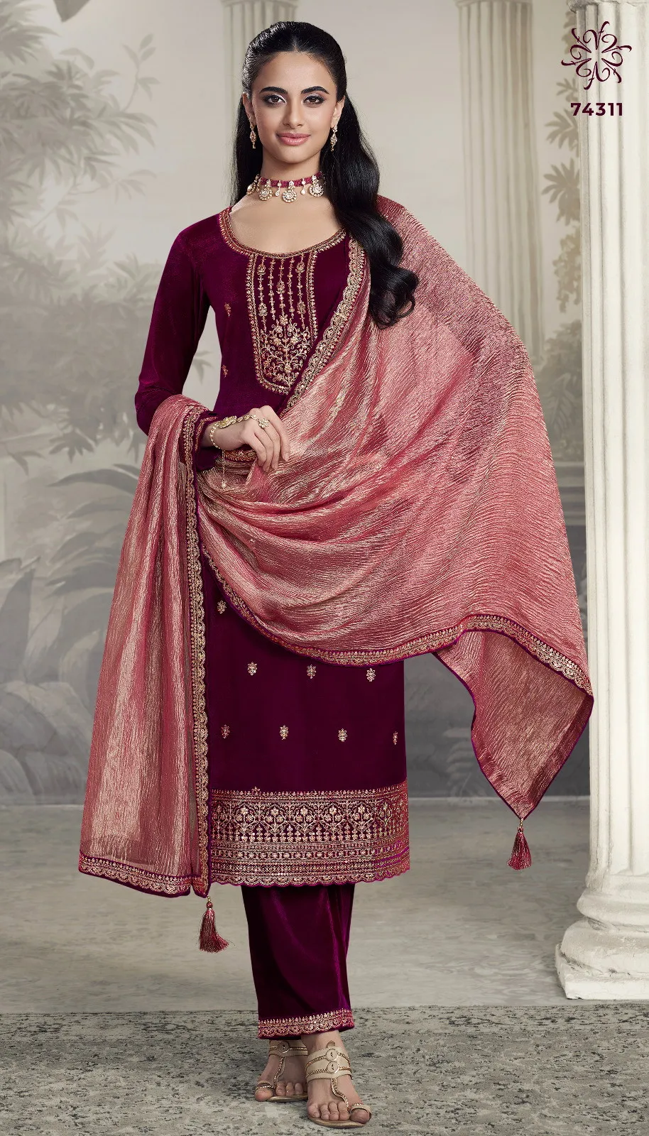 Vinay Kuleesh Vedanshi Embroidered Work Velvet Salwar Suit