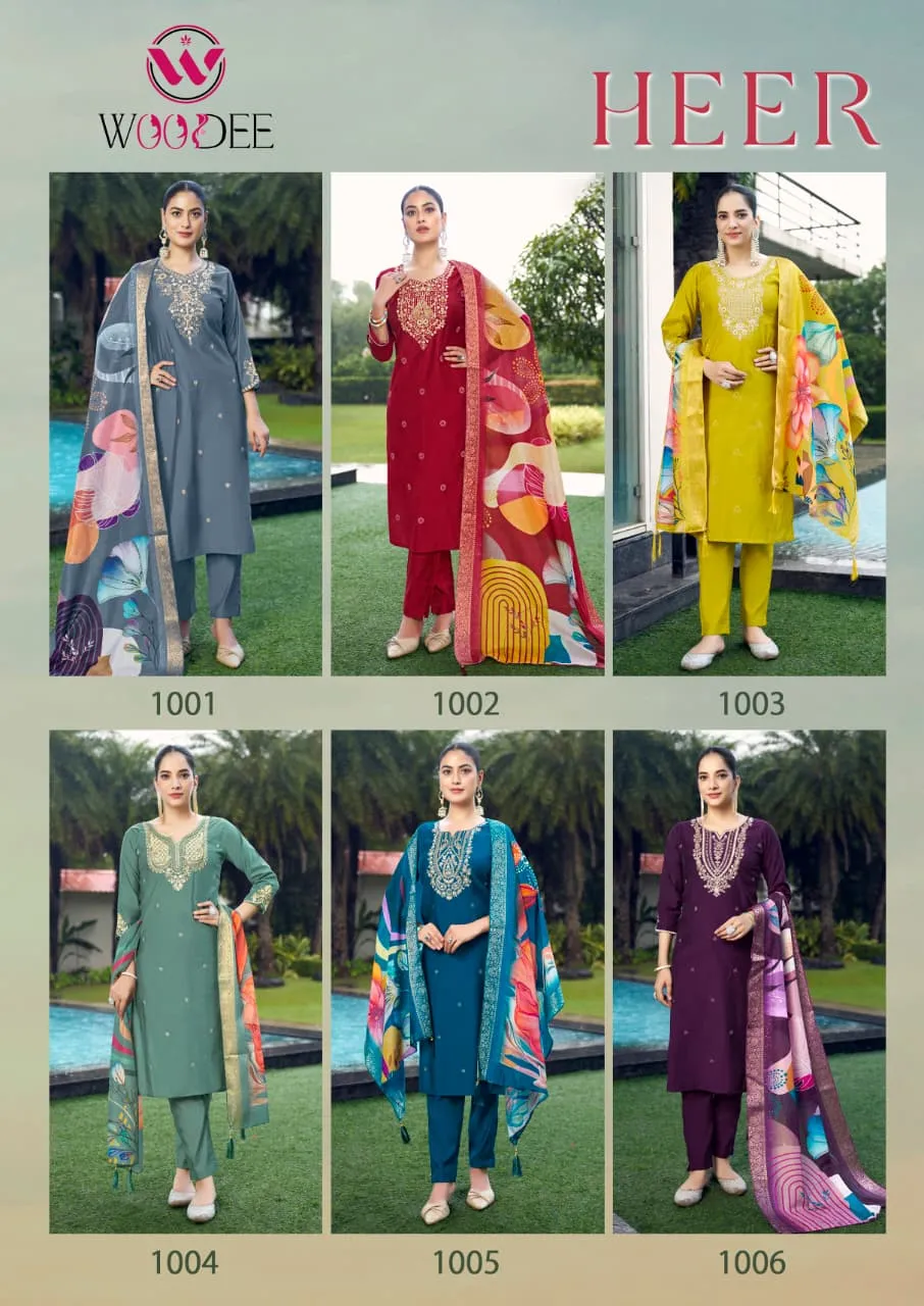 Woodee Heer Viscose Vatican Thread Work Salwar Suit