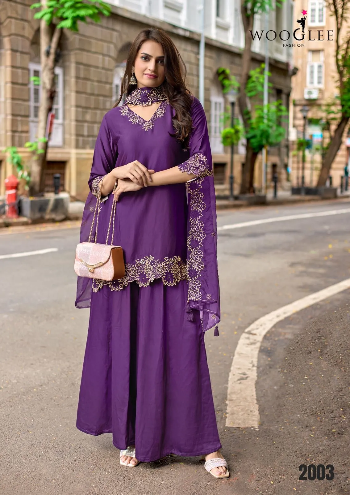 Wooglee Shabnam Gajji Silk Threadwork Kurti Pant And Dupatta Set - Image 6