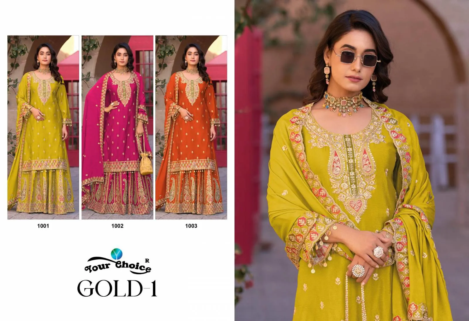 Your Choice Gold Vol 1 Chinon Salwar Kameez Suits - Image 4