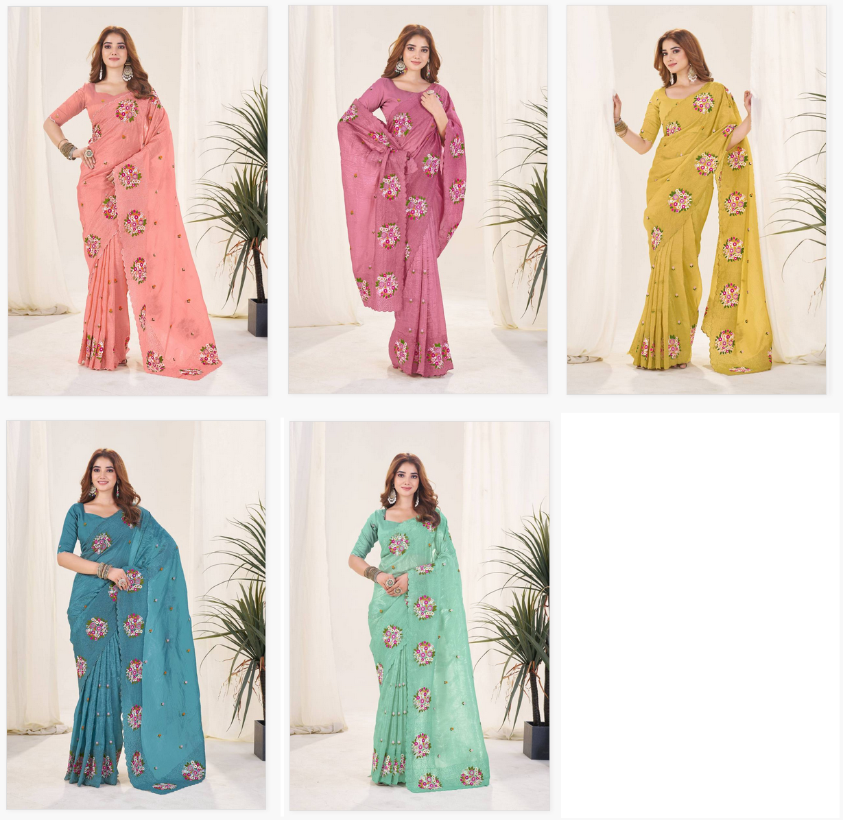 3141 Beautiful Wholesale Gold Crush Malti Colour Silk Saree - Image 8