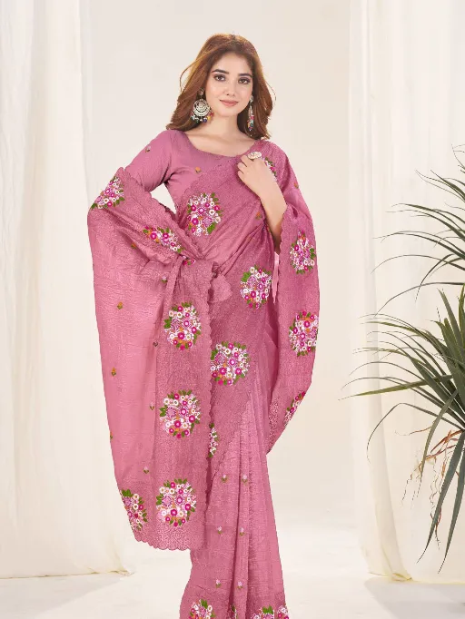 3141 Beautiful Wholesale Gold Crush Malti Colour Silk Saree - Image 5