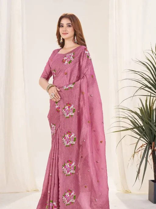 3141 Beautiful Wholesale Gold Crush Malti Colour Silk Saree - Image 6