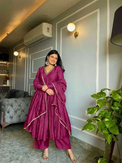 AD152 Readymade Pure Chinon Silk Alia Cut Gown Catalog — Wholesale Readymade Suit, Vardan Ethnic wholesale from Surat - Gallery Image 3