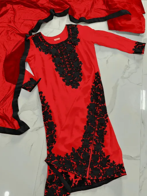 AD214 Readymade Heavy Faux Georgette Embroidered Salwar Suit - Image 3