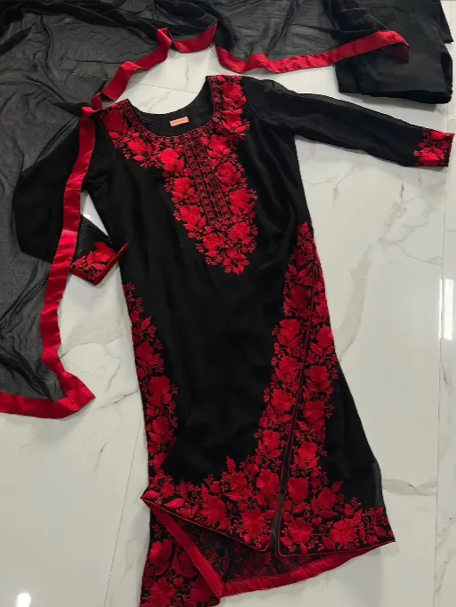 AD214 Readymade Heavy Faux Georgette Embroidered Salwar Suit - Image 13