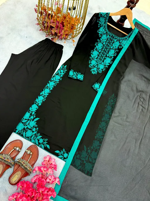 AD214 Readymade Heavy Faux Georgette Embroidered Salwar Suit - Image 9