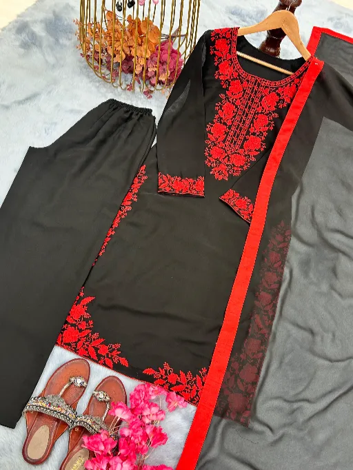 AD214 Readymade Heavy Faux Georgette Embroidered Salwar Suit - Image 11