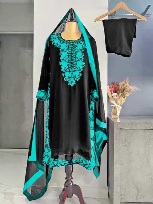 AD214 Readymade Heavy Faux Georgette Embroidered Salwar Suit - Image 8