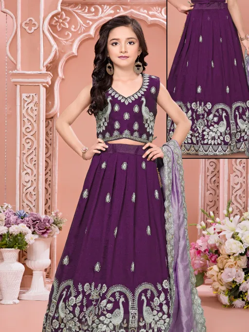 Alka Aarvi Vol 6 Kids Wear Wholesale Visitra Lehenga Choli Moti Kardana Collection