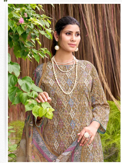 Alok Radhika Wholesale Jam Cotton Foil Print Embroidery Work Dress Material