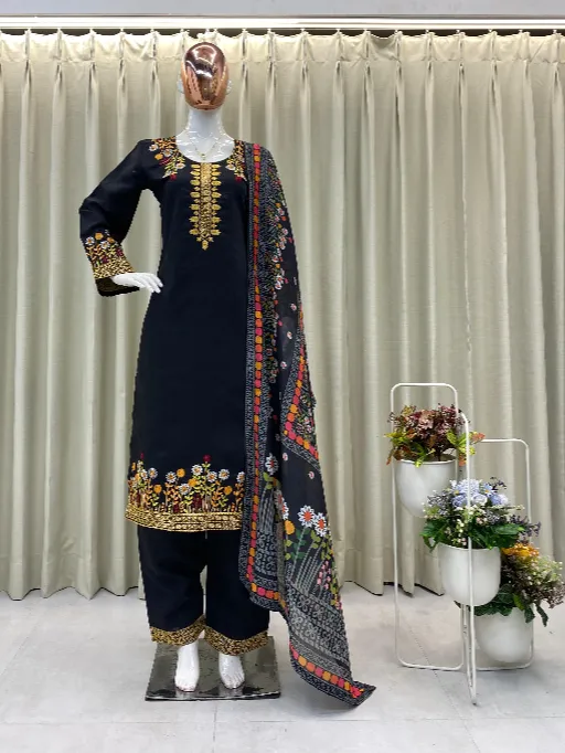 BE-397 Readymade Roman Silk Embroidered Salwar Suit Collection