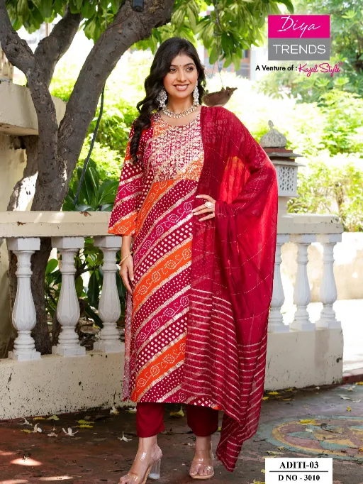 Diya Trends Aditi Vol 3 Heavy Rayon Embroidery Kurti With Bottom Dupatta