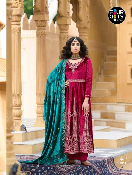 FOURDOTS Makhmal Wholesale Velvet Anarkali Kurti Collection