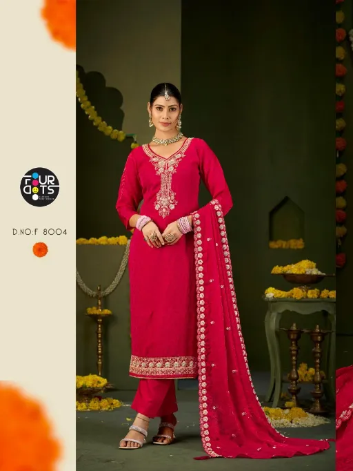 Four Dots Quinn Wholesale Jacquard Hand Khatli Work Designer Salwar Suit - Image 5